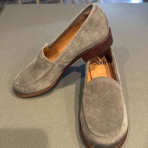 Worn once grey suede loafers